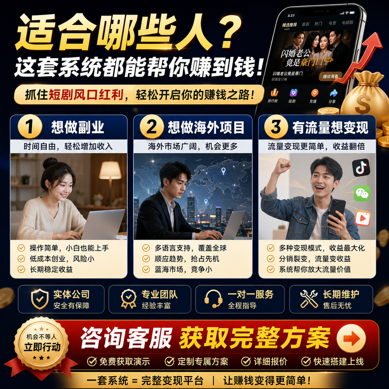 适合小白的短剧副业项目：低成本搭建海外短剧系统，实现长期稳定被动收入
